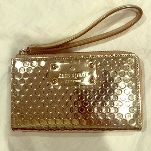 Gold Kate spade wallet wristlet